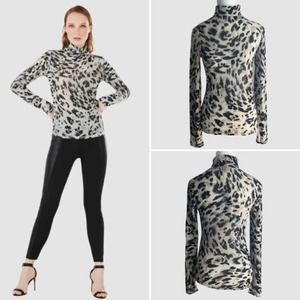 BCBGMaxAzria Turtleneck Top Leopard Print, NWT-Size XS